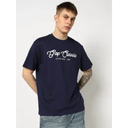 GAP Navy Blue Relaxed Fit Embroidered T-Shirt-image-25