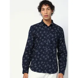 GAP Navy Blue Slim Fit Floral Shirt-picture-18