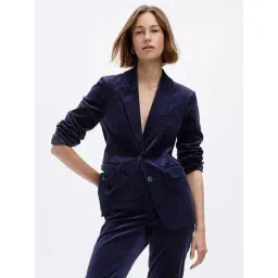 GAP Navy Blue Slim Fit Solid Blazer-picture-48