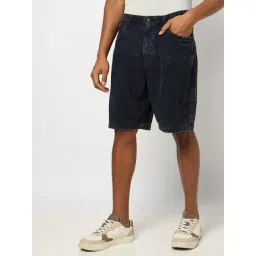 GAP Navy Cotton Flared Fit Solid Shorts-picture-26