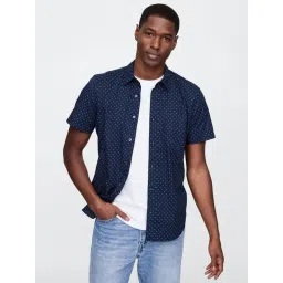 GAP Navy Cotton Regular Fit Geometric Shirt-picture-14