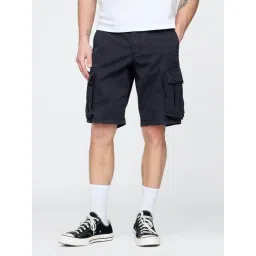 GAP Navy Cotton Regular Fit Solid Shorts-picture-16