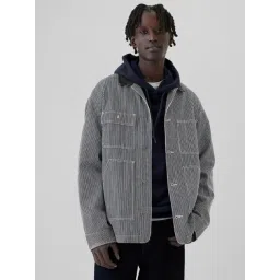 GAP Navy Cotton Regular Fit Striped Jacket-picture-19