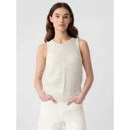 GAP Off White Slim Fit Woven Design Top-picture-16