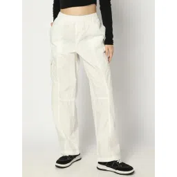 GAP Off White Straight Fit Solid Parachute Pants-picture-45