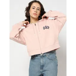 GAP Pink Blended Embroidered Long Sleeves Hooded Sweatshirt-picture-22