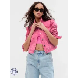 GAP Pink Cotton Solid Long Sleeves Jacket-picture-20