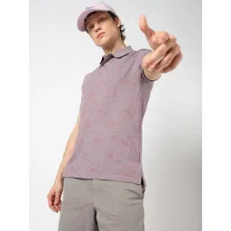 GAP Purple Cotton Slim Fit Floral Polo T-Shirt-picture-18