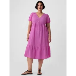 Gap Purple Cotton Solid Short Sleeves Dress-picture-11