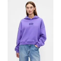 GAP Purple Logo Cotton Polyblend Logo Drop-Shoulder Relaxed Fit Hoodie-picture-39