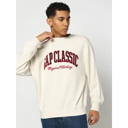 GAP Typographic Logo Print Cotton Round Neck Sweatshirt-picture-33