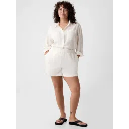 GAP White Cotton Solid Shorts-picture-29