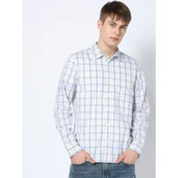 GAP White Slim Fit Checked Shirt-picture-38