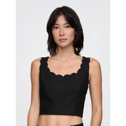 GAP Women Solid Relaxed-Fit Round Neck Pure Cotton Cropped Bustier Top-picture-12