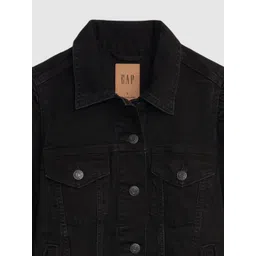 GAP Women Spread Collar Solid Pure Cotton Casual Denim Jacket image 5