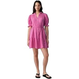 gap Women’s Regular Fit Tiered Mini Belted Gauze Casual Dress-picture-48