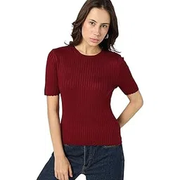 gap Women’s Solid Fitted Short Sleeves Round Neck Blouse-picture-21