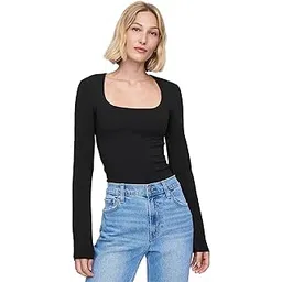 gap Women's Solid Slim Fit Full Sleeves Square Neck Blouse-picture-29