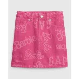 gap kids Barbie Typography Logo Denim Skirt with Washwell-picture-15