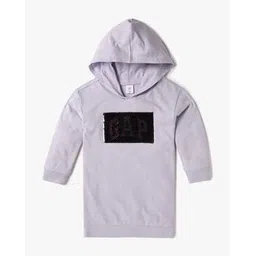 gap kids Solid Straight Fit Sweatshirt Dress with Flounce Hem-picture-26