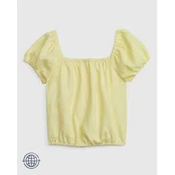 gap kids Square-Neck Linen Top With Short Sleeves-picture-16