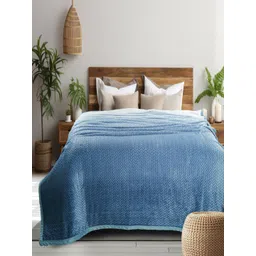 GAPU & BALY Blue Striped AC Room 300 GSM Single Bed Blanket-picture-11