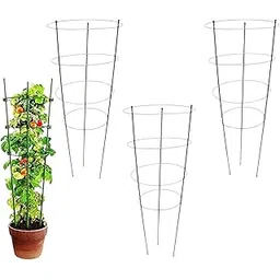 Garden Art Vegetable Trellis, Garden Plant Support Cages Stakes for Climbing Plants, Flowers, Fruits, Vine, Garden Trellis with 4 Adjustable Cable Ring (Dia-30, Height-90 Cm)| GAFS90 (Pack of 3)-image-15