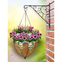 Garden Deco 4 Pieces Brown & Green Coco Coir Basket Hanging Planters with Metal Chain-picture-12