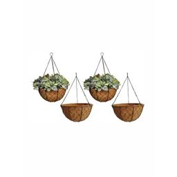 Garden Deco Black 4 Pieces Metal Textured Mesh Hanging Baskets-picture-39
