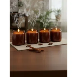 Garden Deco Brown & Cream-Coloured 4 pieces Jar Candle-picture-25