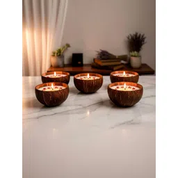 Garden Deco Brown & White 5 pieces Jar Candle-picture-29