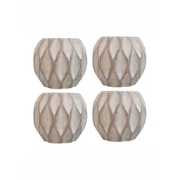 Garden Deco Off White & Brown 4 Pieces Textured Planters-picture-23
