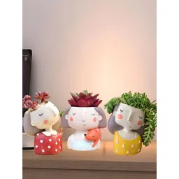 Garden Deco Red & White 3 Pieces Ceramic Planters Pots-picture-30