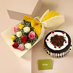 Garden Of Colourful Roses Bouquet Black Forest Cake-picture-43