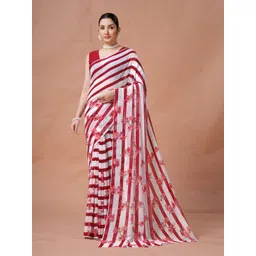 Garden Vareli Floral Print Striped Pure Georgette Saree-picture-30