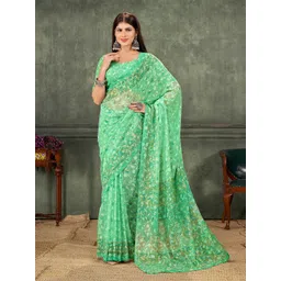 Garden Vareli Floral Printed Brasso Saree-picture-23