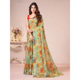 Garden Vareli Floral Printed Pure Chiffon Saree-picture-39