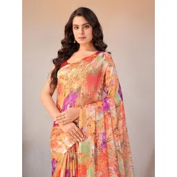 Garden Vareli Floral Printed Pure Chiffon Saree-picture-32