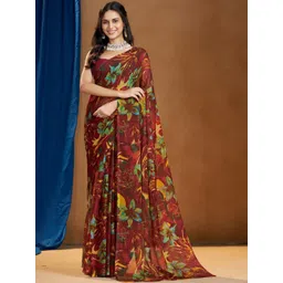 Garden Vareli Floral Printed Pure Chiffon Saree-picture-23