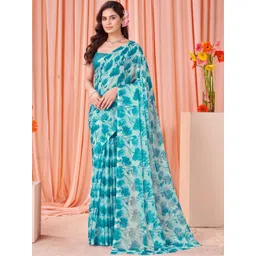 Garden Vareli Floral Printed Pure Chiffon Saree-picture-19