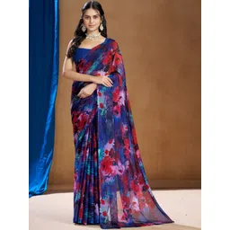 Garden Vareli Floral Printed Pure Chiffon Saree-picture-34