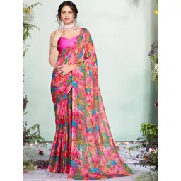 Garden Vareli Floral Printed Pure Chiffon Saree-picture-29