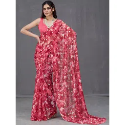 Garden Vareli Floral Printed Pure Chiffon Saree-picture-25