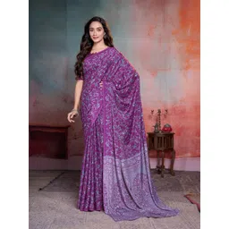 Garden Vareli Floral Printed Pure Crepe Saree-picture-21