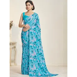 Garden Vareli Floral Printed Pure Crepe Saree-picture-27