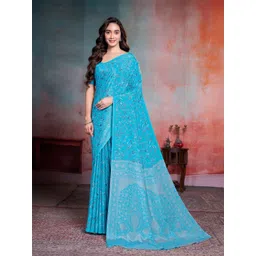 Garden Vareli Floral Printed Pure Crepe Saree with Unstitched Blouse Piece-picture-38