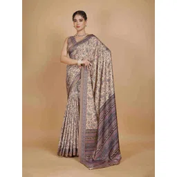 Garden Vareli Floral Printed Satin Saree With Unstitched Blouse Piece-picture-16