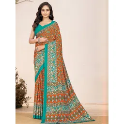 Garden Vareli Floral Printed Satin Sarees With Blouse-picture-34