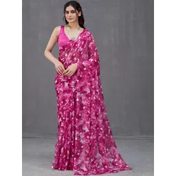 Garden Vareli Floral Pure Chiffon Saree-picture-13