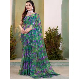 Garden Vareli Floral Pure Chiffon Saree-picture-24